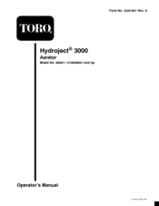 Toro Hydroject 3000 Operator's Manual