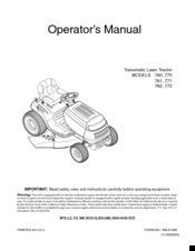 MTD 771 Operator's Manual