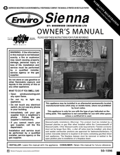 Enviro Sienna Indoor Gas Fireplace Owner's Manual