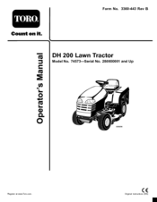Toro DH 200 Operator's Manual