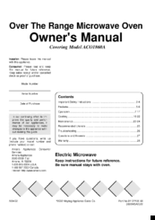 Maytag ACO1860A Owner's Manual