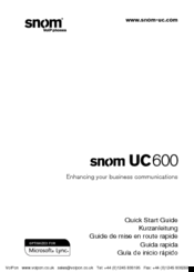 Snom uc600 Quick Start Manual