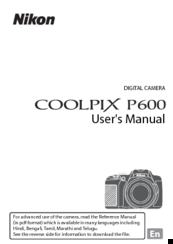 Nikon Coolpix P600 stampato Manuale di Istruzioni User Guide 236 pagine A5 