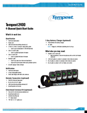 Tempest Tornado 2400 Quick Start Manual