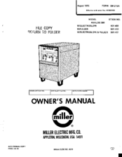 Miller ANALOG 300 Owner's Manual