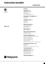 Hotpoint FDD 914 Instruction Booklet