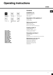 Hotpoint FR G0 IX /HA Operating Instructions Manual