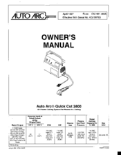 Auto Arc QUICK CUT 3800 Owner's Manual