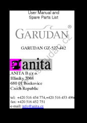 Garudan GZ-527-442 User Manual And  Spare Parts List