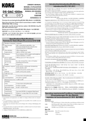 Korg DS-DAC-100m Owner's Manual