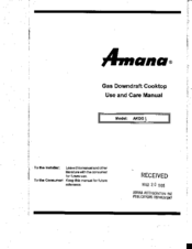 Amana AKDG Use And Care Manual