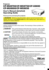 Hitachi Cp Wu8600 Manuals Manualslib