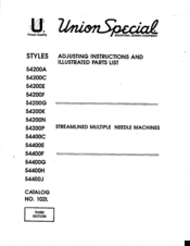 UnionSpecial 54400H Adjusting Instructions And Illustrated Parts List