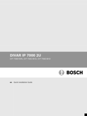 Bosch DIVAR IP 7000 2U Quick Installation Manual
