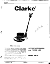 Clarke DS-20 Operator's Manual