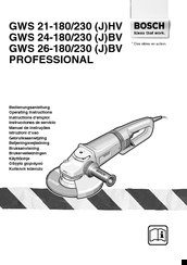 Bosch GWS PROFESSIONAL 26-180/230 (J)BV Operating Instructions Manual