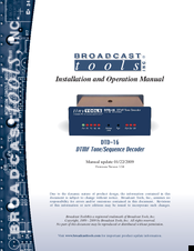 Broadcast Tools DTD-16 Installation And Operation Manual