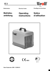 Kroll E 3 Operating Instructions Manual