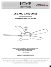 Home Decorators DURANGO Use And Care Manual