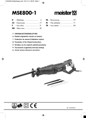 Meister MSE800-1 Translation Of The Original Instructions