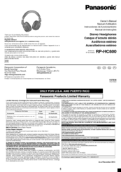 Panasonic RP-HC800 Owner's Manual