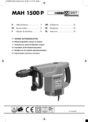 Meister MAH 1500 P Translation Of The Original Instructions