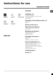 Hotpoint WMG 602 Instructions For Use Manual