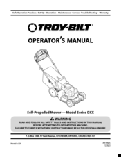 Troy-Bilt DXX Operator's Manual