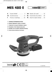 Meister MES 480 E Translation Of The Original Instructions