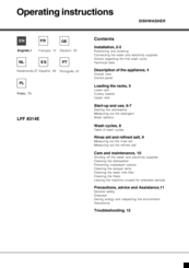 Hotpoint LFF 8214E Operating Instructions Manual