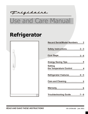 Frigidaire 297081000 Use And Care Manual