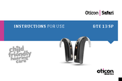 oticon BTe 13 Sp Instructions For Use Manual