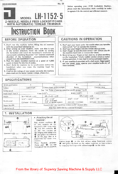 JUKI LH-1152-5 Instruction Book