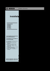 Bosch YS1780RA Installation Manual