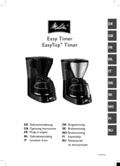 Melitta EasyTop Timer Operating Instructions Manual