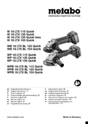 Metabo WPB 18 LTX BL 150 Quick Manuals 
