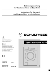 Schulthess Spirit eMotion 7010 Instructions For The Use