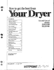 Hotpoint DLL2650 Use And Care Manual