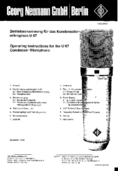 Georg Neumann GmbH U 67 Operating Instructions Manual