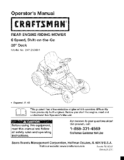 Craftsman 247.290001 Operator's Manual