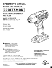 Craftsman 315.116020 Operator's Manual