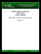 Matrix Switch Corporation MSC-5-6416 Product Manual