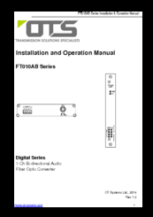 OTS FT010AB Series Installation And Operation Manual
