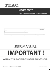 Teac HDR2500T User Manual