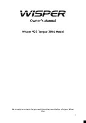 Wisper 929 Torque 2016 Owner's Manual
