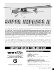 WATT AGE Super Impress II EP ARF Instructions For Final Assembly
