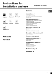 Hotpoint AQS73D 29 Instructions For Installation And Use Manual