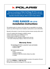 Polaris FR-1516 Installation Instructions Manual