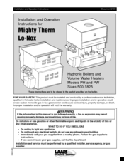 Laars Mighty Therm Installation And Operation Instructions Manual