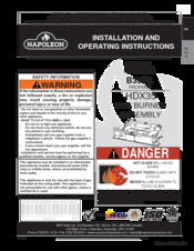 Napoleon HDX35 Installation And Operating Instructions Manual
